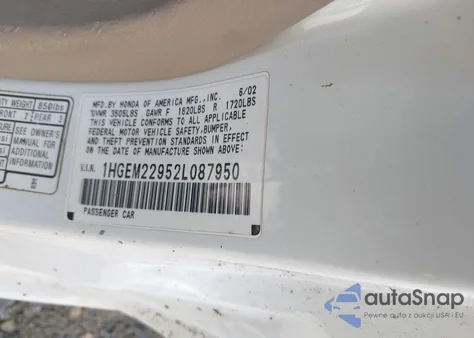 2002 Honda Civic Ex из США, поврежденный, VIN 1HGEM22952L087950